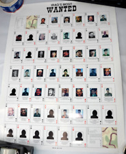 IRAQ'S MOST WANTED POSTER 2003 Vtg 18x24 U.S. Military Operation Desert Hussein picture