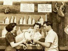 T8 RPPC Photo Postcard Bar Group Enjoying Moonshine From Clay Jug 1930-40's picture