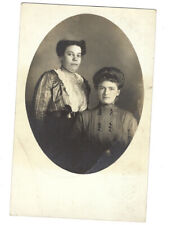 c.1900s Two Ladies In Black Black Background RPPC Real Photo Postcard UNPOSTED picture