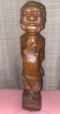Vintage Hand Carved Wood Man In Chains African Tribal Statue  Strange Unique 2lb picture