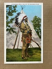 Postcard Winnebago Indian Brave Teepee Dells of the Wisconsin WI River picture