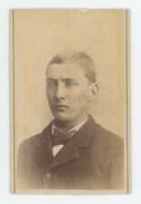 Antique CDV Circa 1870s Incredibly Handsome Young Man in Suit & Bow Tie picture