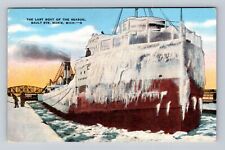 Sault Ste Marie MI-Michigan, Last Boat of the Season, Antique Vintage Postcard picture