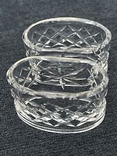 Waterford Alana Napkin Rings Ireland Crystal Marked Oval Starburst Facets 2 VTG picture