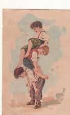 Wood's Chill Tonic Mansfield Drug Memphis TN Boys Piggyback Tower Card c1880s picture