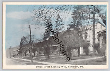 UNION STREET LOOKING WEST SOMERSET PA RESIDENTIAL ELECTRIC POLES 1910'S picture
