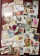 Lot 36 Antique Best Wishes Greetings Etc Postcards Flowers Scenes Verses Look picture