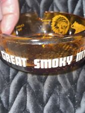 Great Smoky Mt National Park Amber Glass Stackable Ashtray MCC Vintage Bears picture