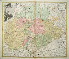 Saxony Dresden Plauen Jena Leipzig Torgau Map Copperplate Prowler 1758 picture