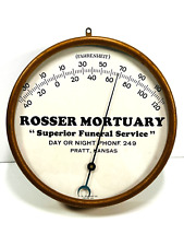 RARE Rosser Mortuary Funeral Home LARGE wall thermometer pratt ks kansas picture