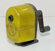 Vintage Apsco Star Yellow Desktop Wall Mountable Pencil Sharpener - Made in USA picture