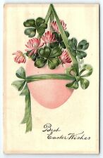 1908 OLMITZ KANSAS BEST EASTER WISHES FLORAL EGG EMBOSSED POSTCARD P3286 picture