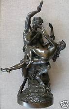 RARE HUGE HEAVY 19TH CENTURY FRENCH BRONZE FAUN PAN NUDE LADY NYMPH CLODION  picture