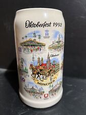 Vintage WS Oktoberfest Beer Stein 1992 Munchen West Germany 1L Spaten Stoneware picture