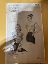 Vintage 1930’s 40’s 50’s Sewing Pattern Vogue 6036 Sz 16 34 Bust 37 Hip Blouse picture