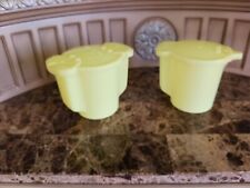 Vintage Tupperware Yellow Sugar Bowl 577 and Creamer 574 Set with Flip Top Lids picture