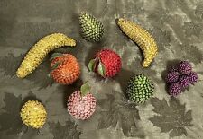 Vintage 60s MCM Push Pin Sequined Beaded Fruit Lot Of 9 picture