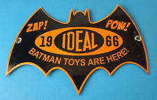 Vintage Batman Toys Sign - Batman Robin Ideal 1966 Comic Porcelain Gas Pump Sign picture
