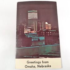 Omaha Nebraska -Night View City Skyline- Greetings From Postcard c1971-74 picture