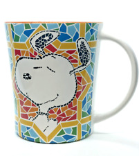Snoopy Peanuts Mug Happy Dancing Mosaic Orange Interior 15oz - Gibson Coffee Mug picture