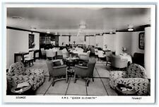 1948 R.M.S. Queen Elizabeth Interior Tourist Lounge Britain RPPC Photo Postcard picture