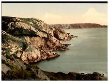 England. Channel Islands. Guernsey. Coast at Gouffre.  Vintage Photochrome by  picture