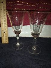 2 antique cut crystal cordial glasses roses leaves pattern delicate picture
