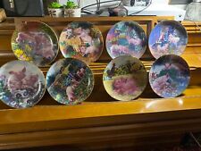 Danbury Mint “Pigs in Bloom” Complete Collection of 8 Plates ~ 8 1/8