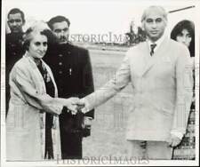 Press Photo Prime Minister Indira Gandhi of India with Pakistan President Bhutto picture