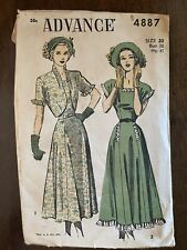 Vintage 1940s Advance 4887 dressing gown sewing pattern bust 38 size 20 Hip 41 picture