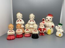 9 Assorted Sizes 1950's Gurley Candles Snowman Santa Carolers Never Lit picture