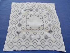Antique Cotton Handkerchief Extensive Geometric Drawnwork Lace Bridal Hankie picture
