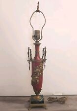Antique French Gilt Patinated Bronze Garniture Applied Floral Decorated Urn Lamp picture
