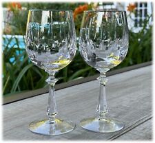 Pair Vintage 1970s Gorham Crystal Tivoli Wine Glasses Retired 2 Stems Sparkling picture