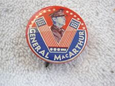 WWII General MacArthur Victory Pin Back Button, 100 % Authentic, Must See picture