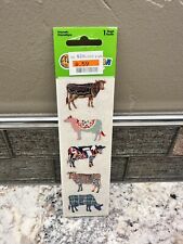 Rare Vtg Sandylion prismatic cow stickers flags animal print checkered sealed picture