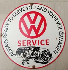 Vintage Old Volkswagen SERVICE Sign 40Cm Diameter Metal Sign Enamel Finished  picture