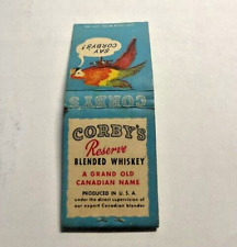 Vintage Corby's Reserve Blended Whiskey Unstruck Match BookCheck out the Parrot picture