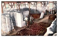 Antique Interior of Flour Mills, Workers, Agriculture, Stockton, CA Postcard picture