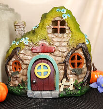 Ebros LED Light Up Enchanted Fairy Garden Stone Cottage House W/ Moving Door picture
