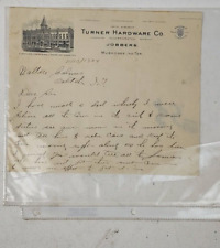 Antique Turner Hardware Co. Letter from 1904 picture
