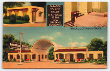 Vintage Old Antique Postcard New Orleans, LA Paradise Tourist Court Cottages picture