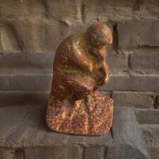 Antique Primitive Metal THE THINKER Statue Collectible picture