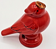 Red Cardinal Pie Bird Stoneware 3.5 inches Tall with Black Lines picture