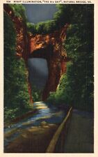 Postcard VA Natural Bridge by Illumination  Virginia Linen Vintage PC J3458 picture