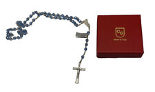 VTG Claudio Cipolletti Blue crystal Rosary crucifix Original Box Made In Italy picture