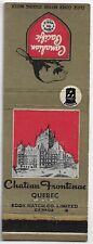 Chateass Frontenae Hotel Quebec Canadian Pacific RREmpty Matchcover picture
