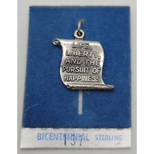 Vintage 1970s Bicentennial Sterling Silver Scroll Pendant Charm picture