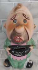 Vintage Chalware Hobo Beggar Man Piggy Coin Bank Wiht Stopper Retirement Fund picture