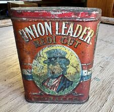 Original Vintage UNION LEADER Redi Cut Pipe Tobacco Tin Advertising Can picture